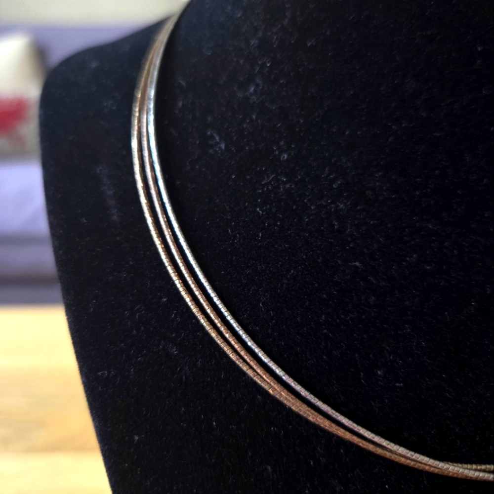 Triple Strand Silver, Gold, & Rose Gold  Necklace - Made In Italy